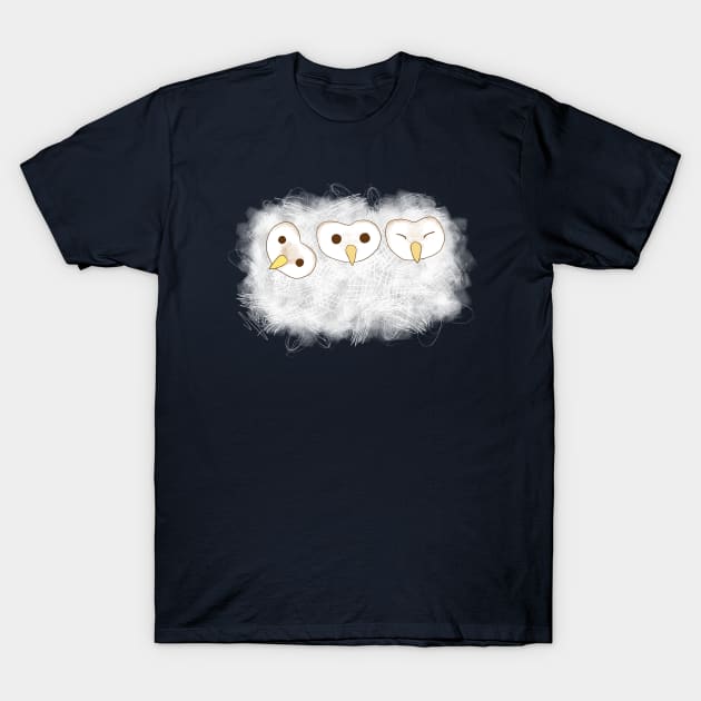 Three fluffy baby owls T-Shirt by TheAlbinoSnowman